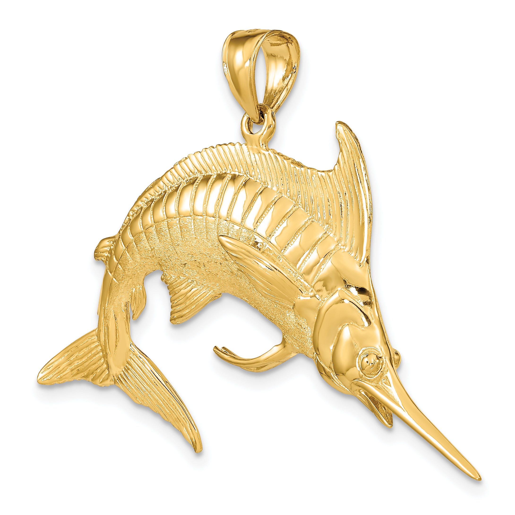14K 3-D Polished /Satin Blue Marlin Charm
