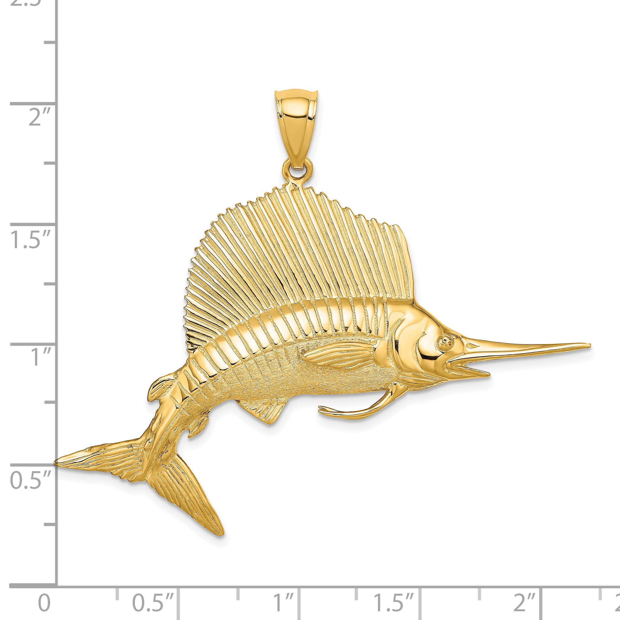14K 3-D Polished/Satin Sailfish Charm