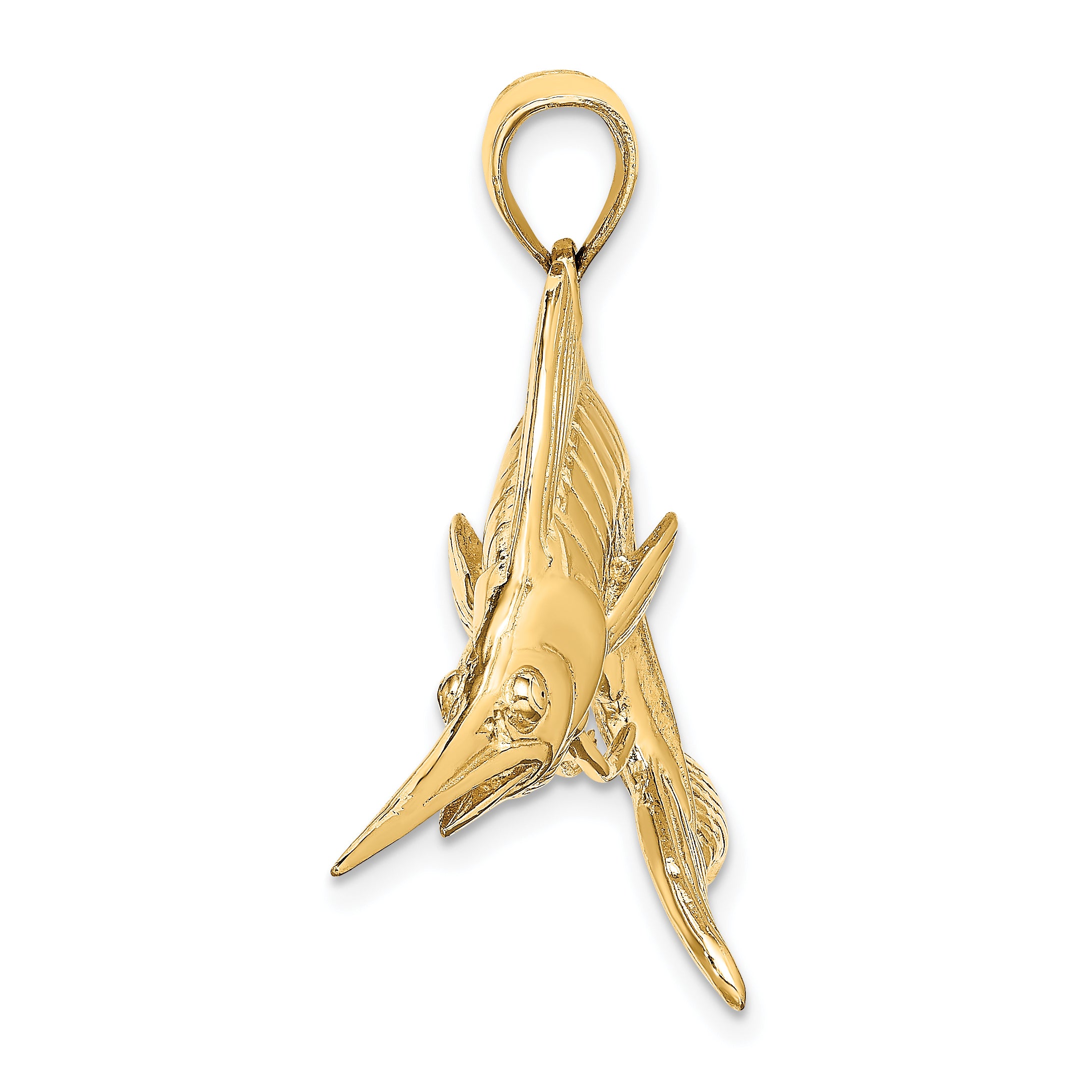 14K 3-D Polished Satin White Marlin Charm Secondary image