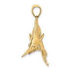 14K 3-D Polished Satin White Marlin Charm