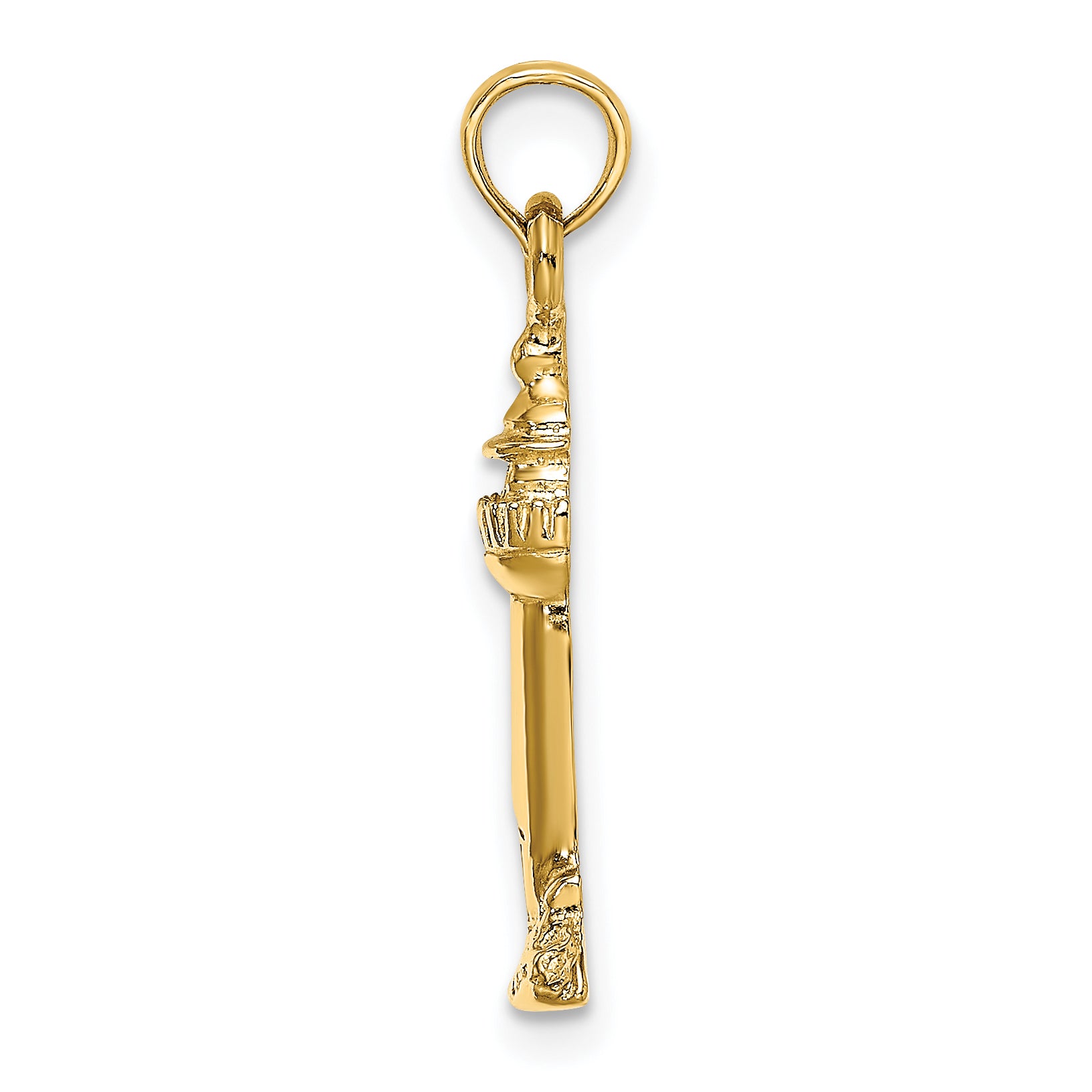 14K 2-D Polished and Textured Lighthouse Charm Secondary image