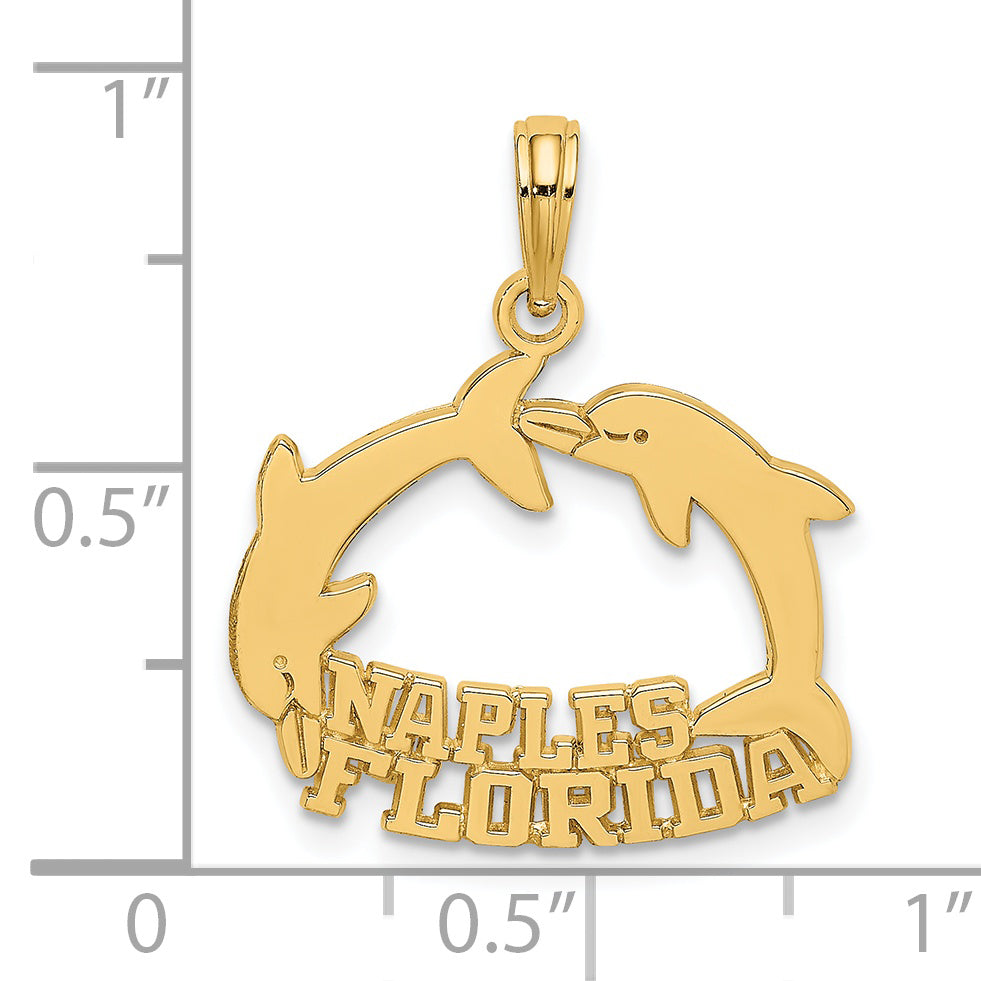 14K NAPLES FLORIDA Jumping Dolphins Charm