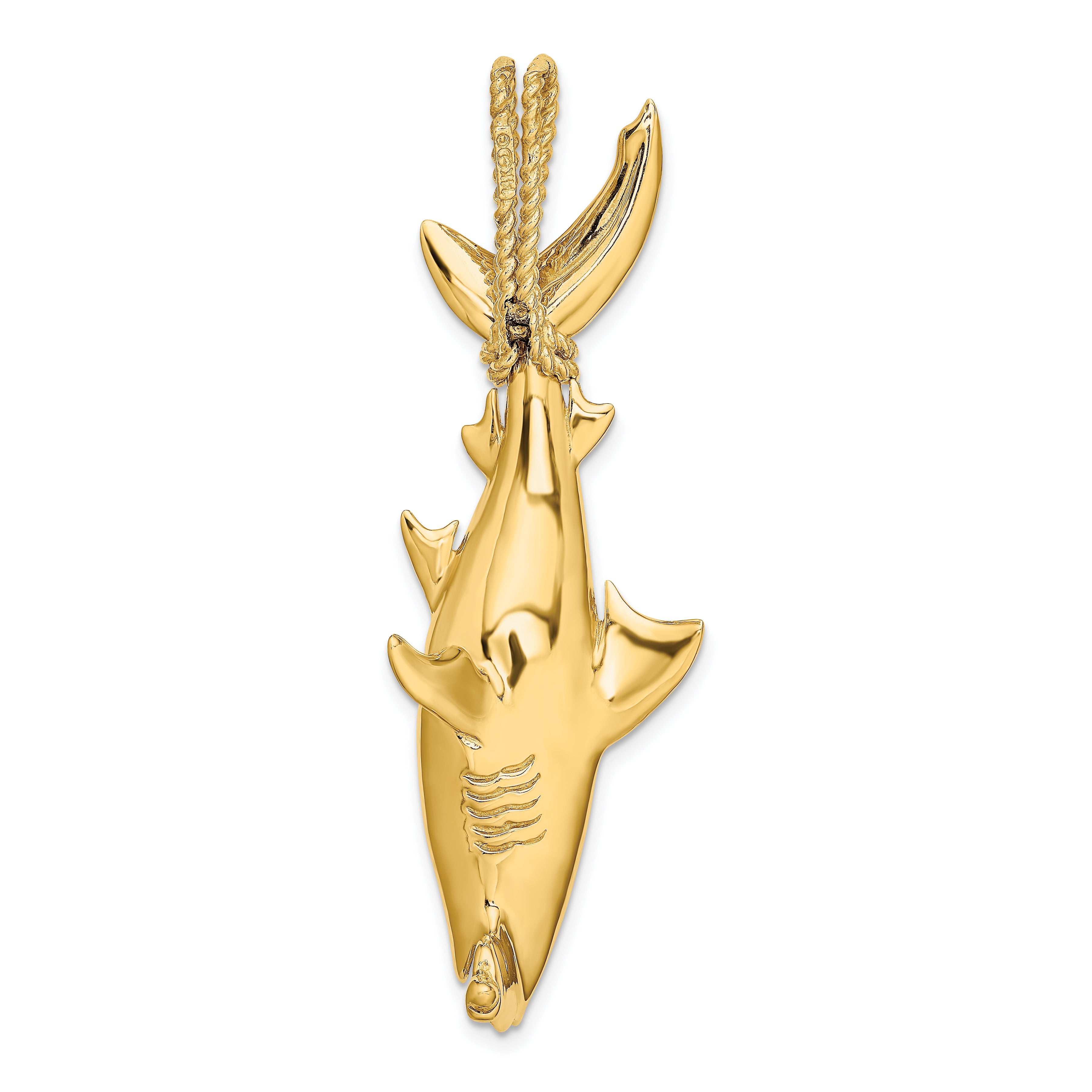 14K 3-D Hammerhead Shark w/ Rope Bail Charm