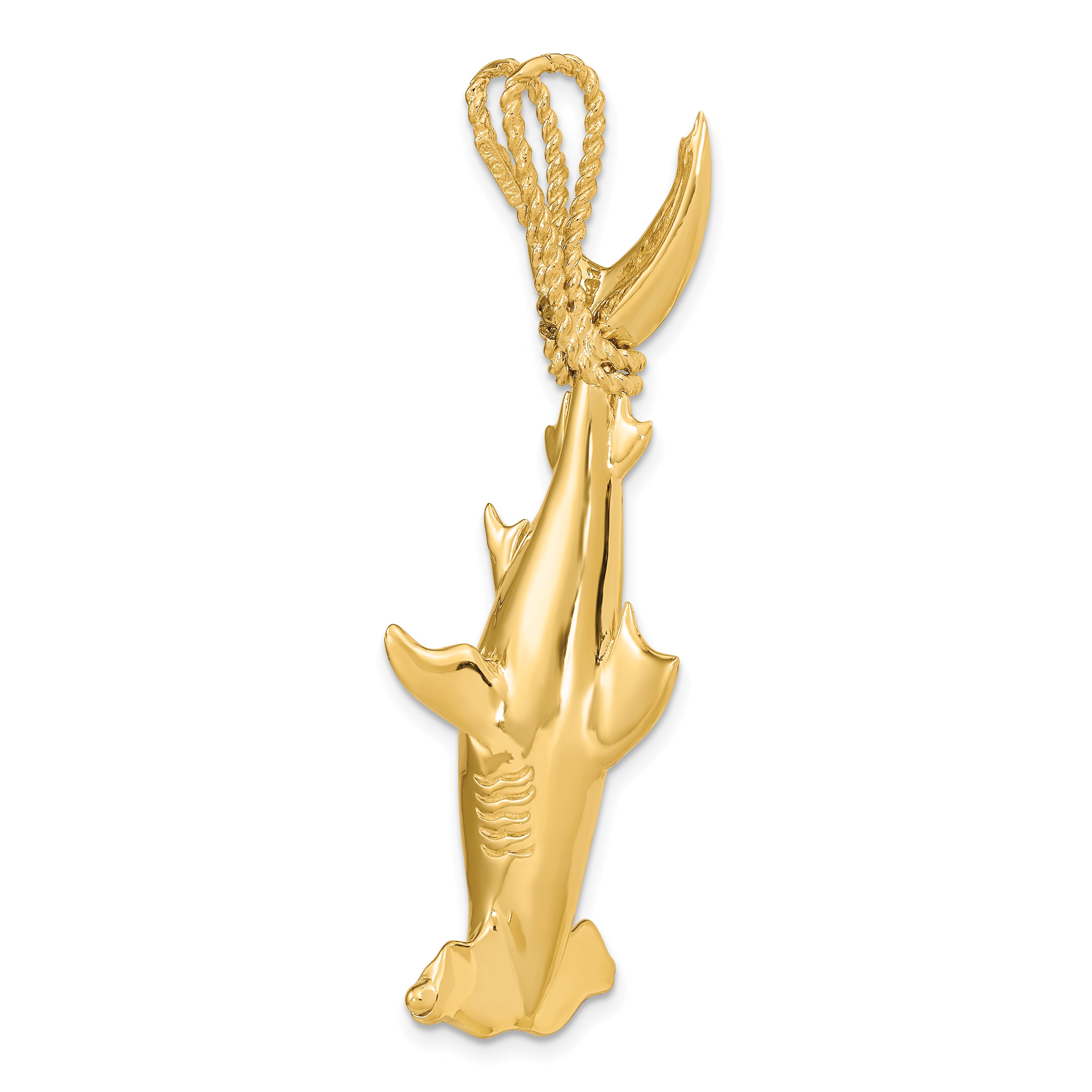 14K 3-D Hammerhead Shark w/ Rope Bail Charm