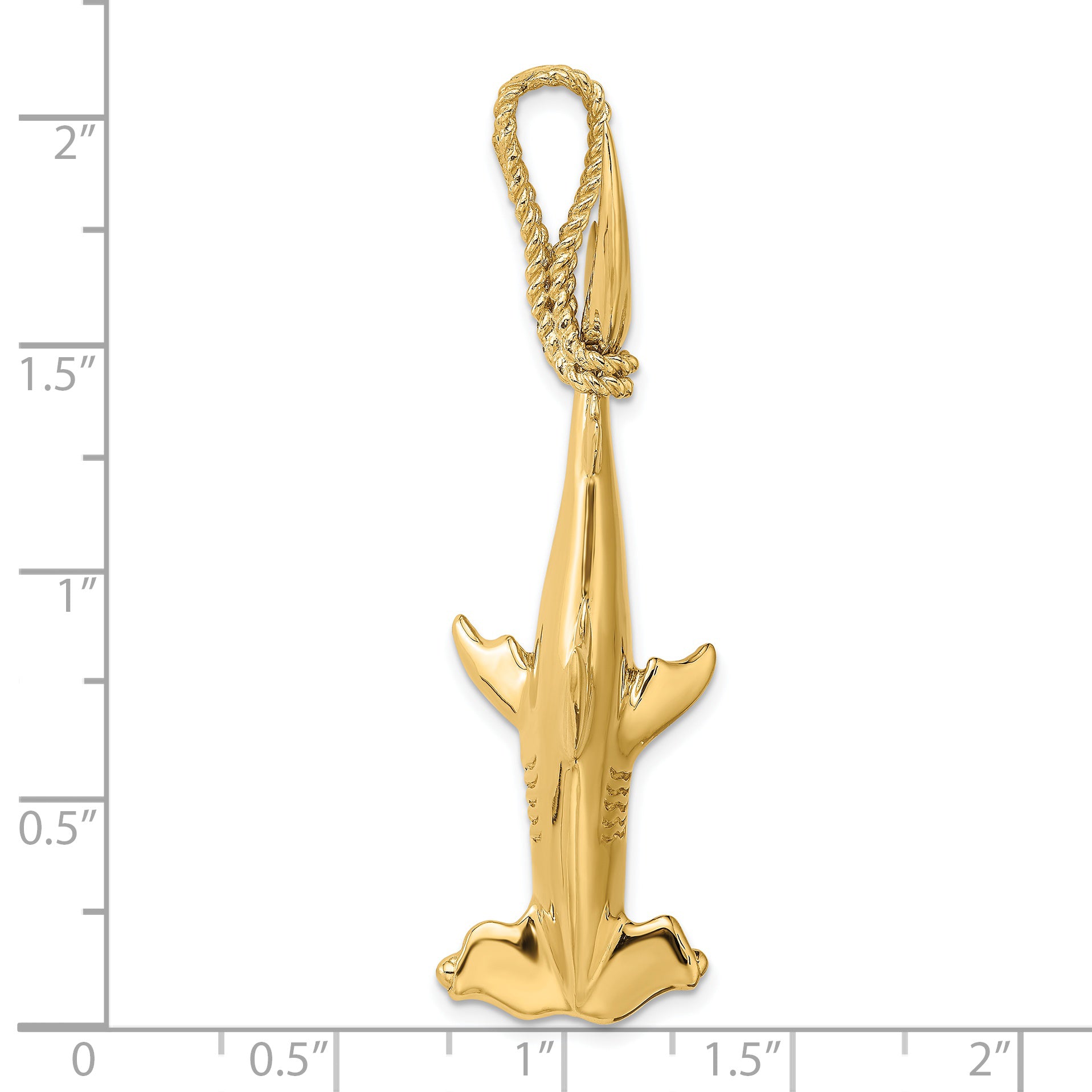 14K 3-D Hammerhead Shark w/ Rope Bail Charm