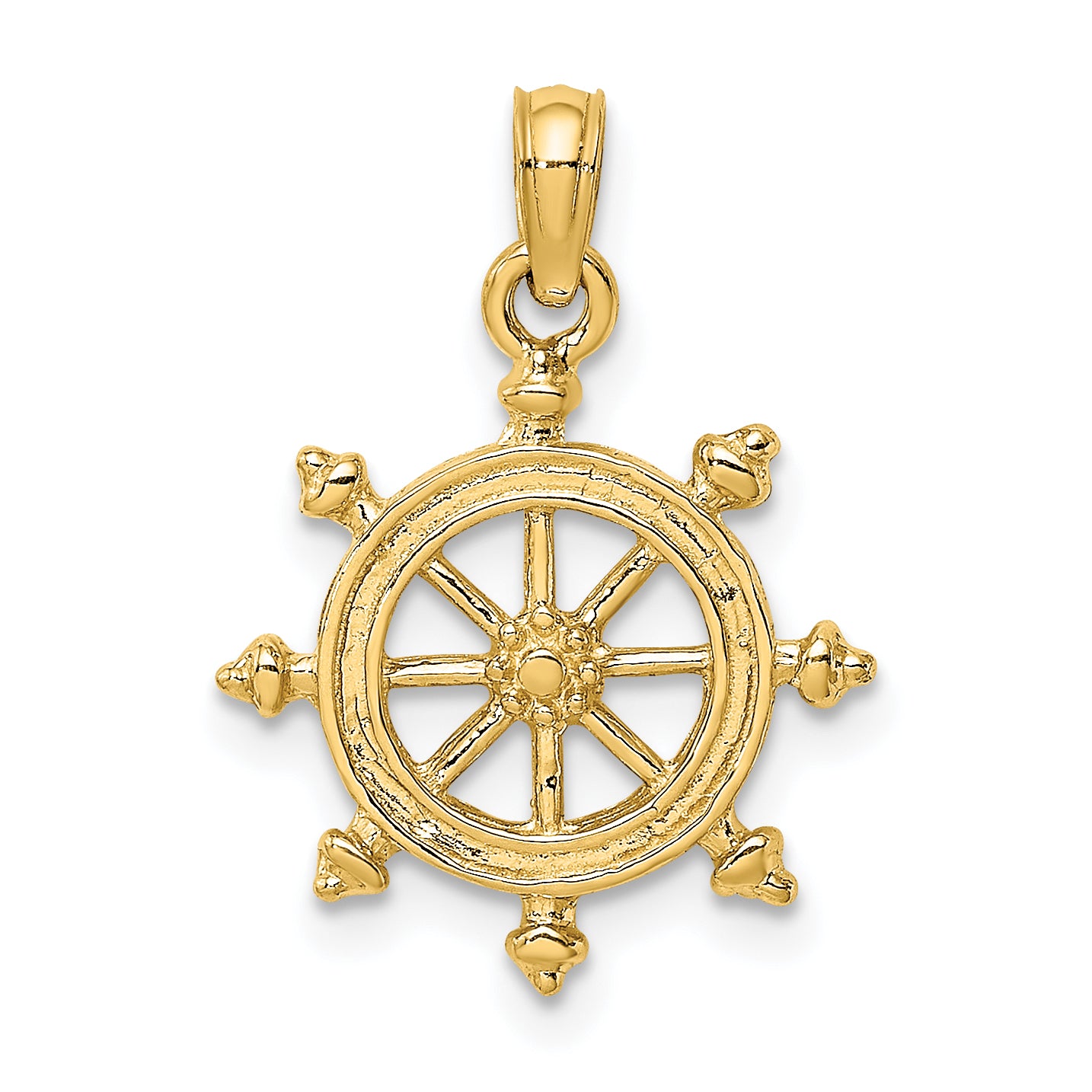 14K 2-D Engraved Ship Wheel Charm Main image