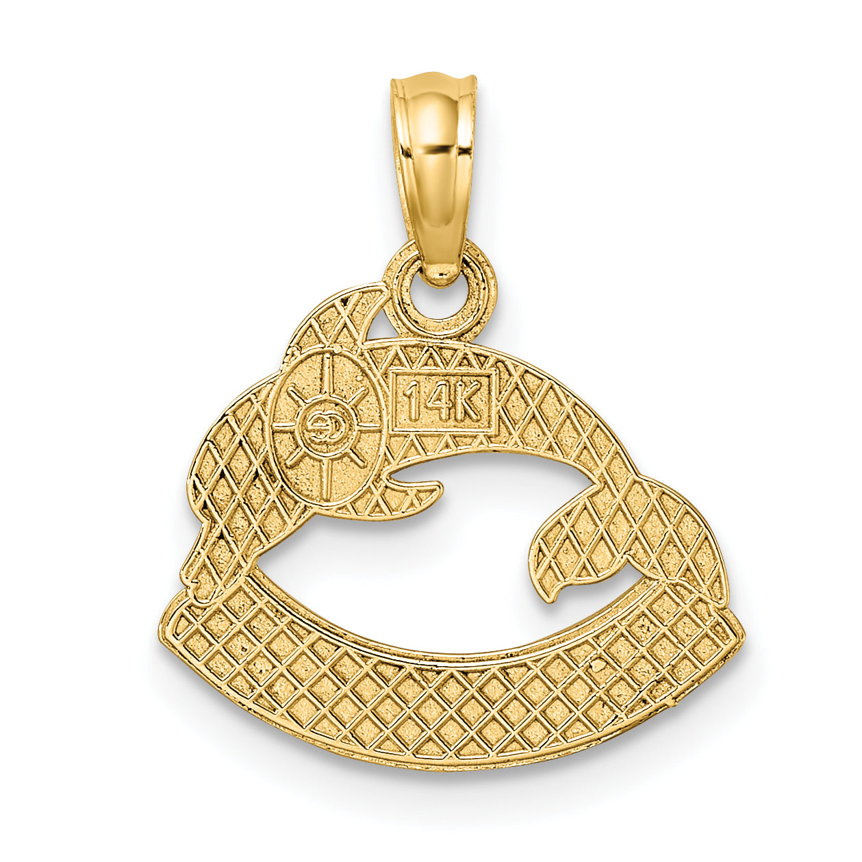 14K Textured NAGS HEAD w/ Dolphin Charm