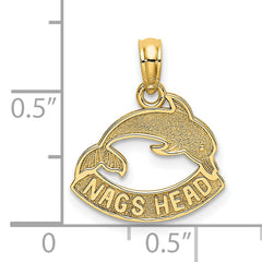 14K Textured NAGS HEAD w/ Dolphin Charm