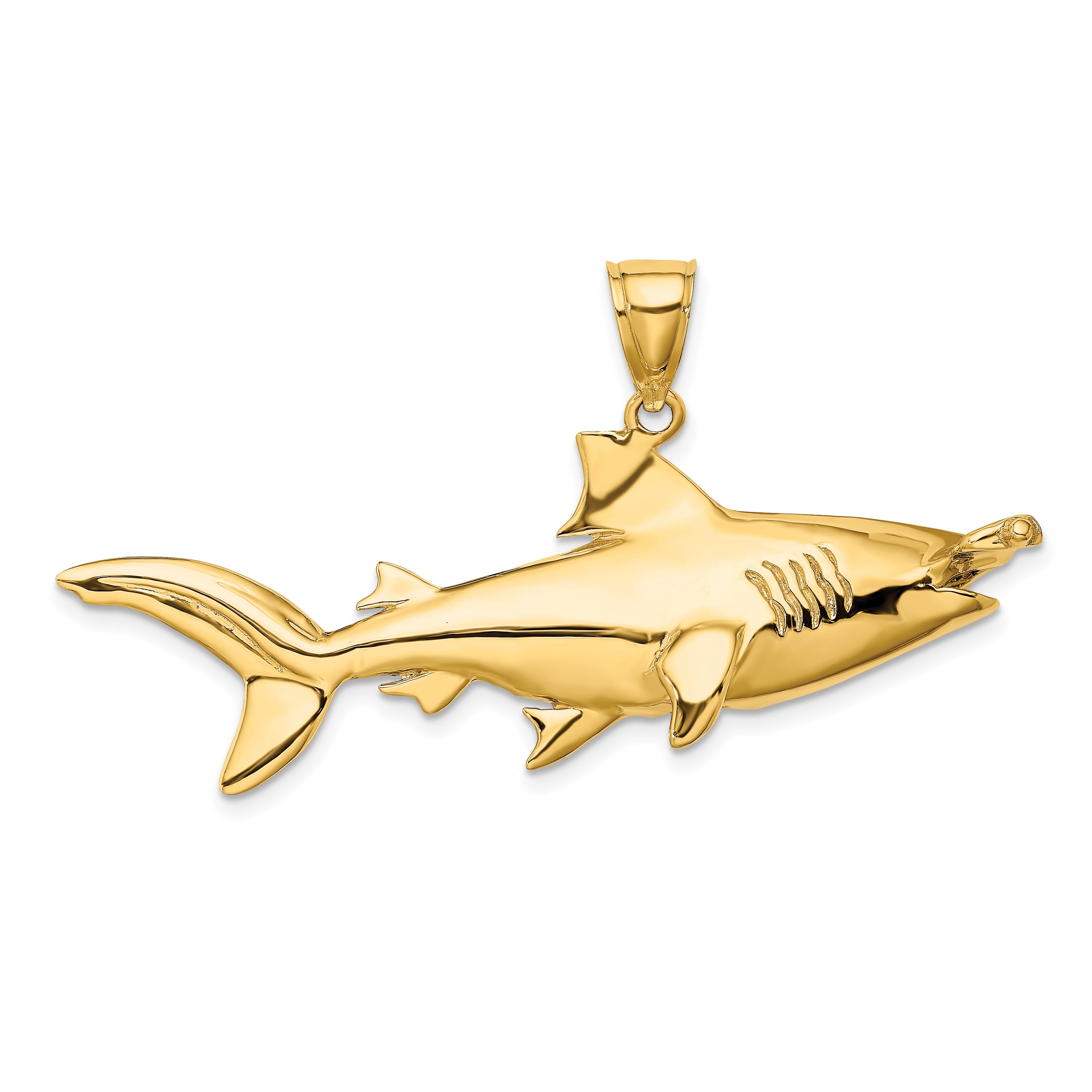 14K 3-D Hammerhead Shark Charm