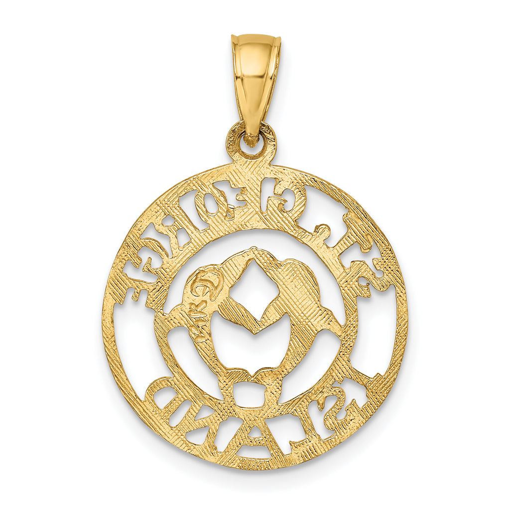 14K ST. GEORGE ISLAND w/DOLPHINS Circle Charm