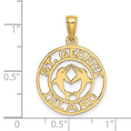 14K ST. GEORGE ISLAND w/DOLPHINS Circle Charm