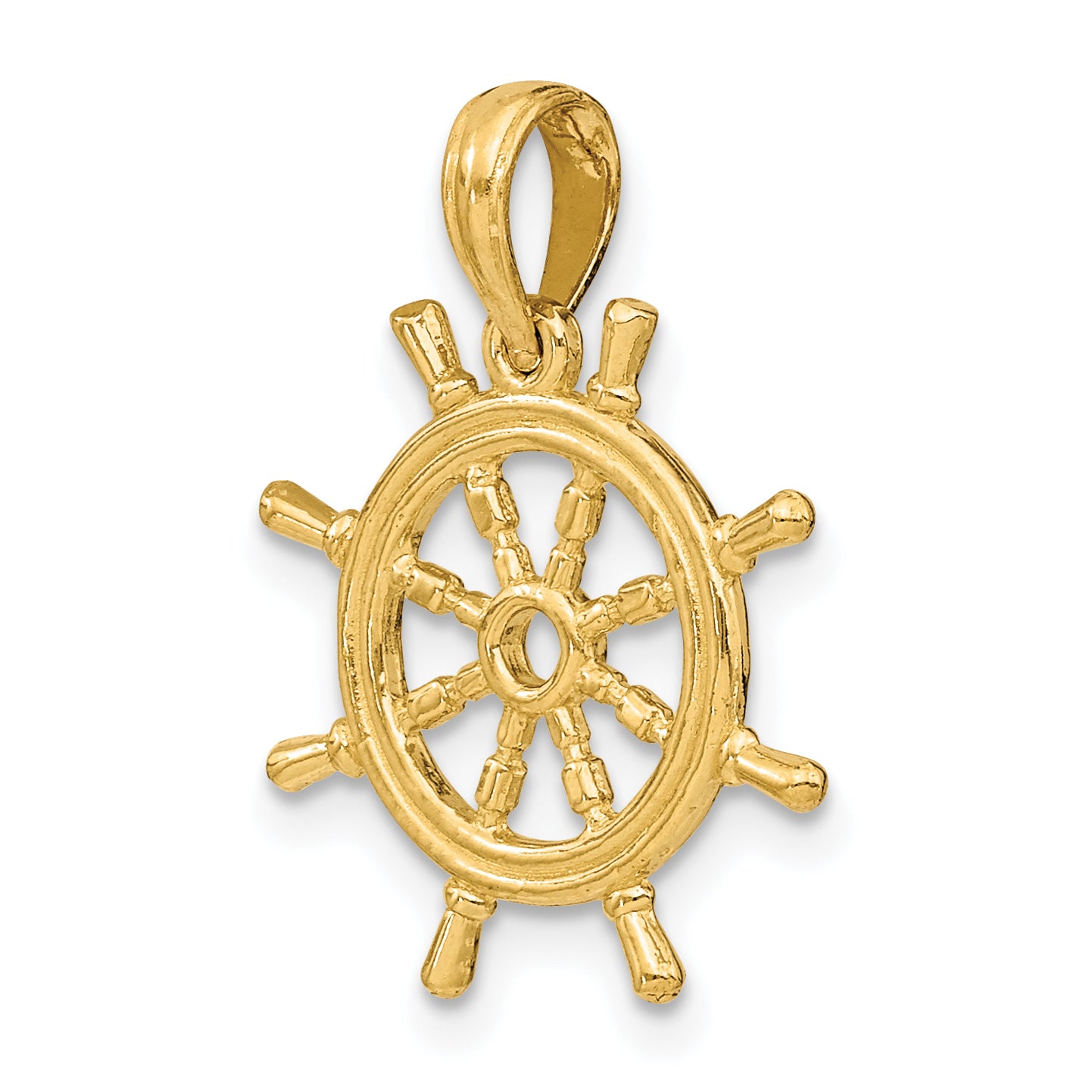 14K 3-D Ships Wheel Charm