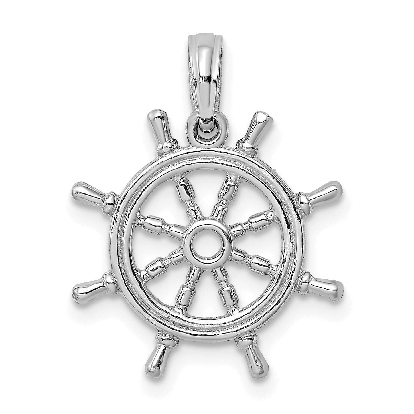 14K White Gold 3-D Ships Wheel Charm Main image