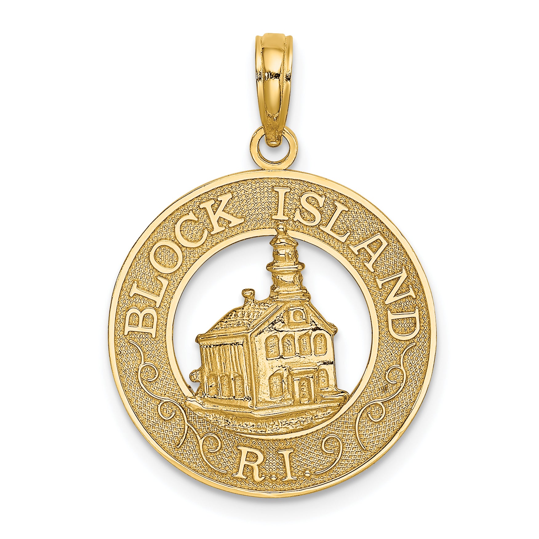 14K BLOCK ISLAND, RI w/ Lighthouse Charm Main image