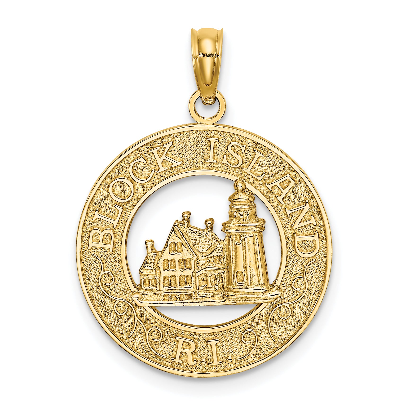 14K BLOCK ISLAND, RI w/ Lighthouse Charm Main image