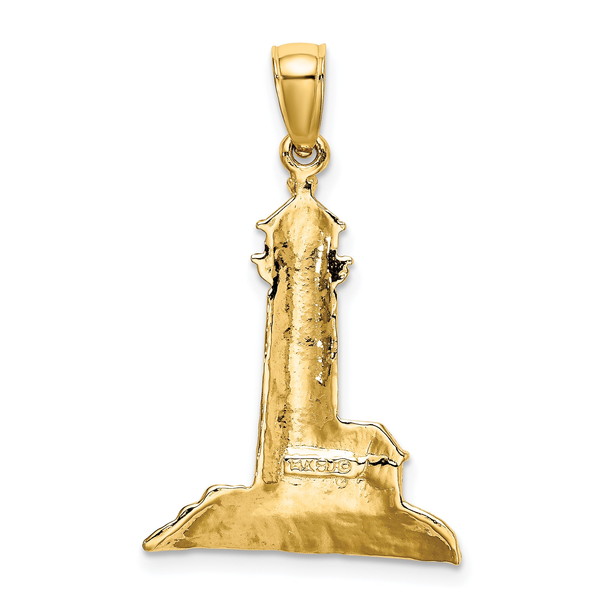 14K Polished Lighthouse Charm