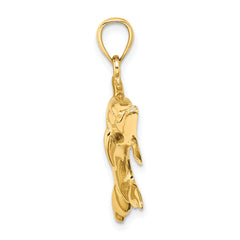 14K Polished Swimming Dolphin Charm