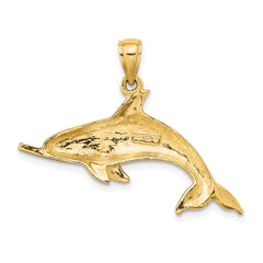 14K Polished Swimming Dolphin Charm
