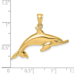 14K Polished Swimming Dolphin Charm
