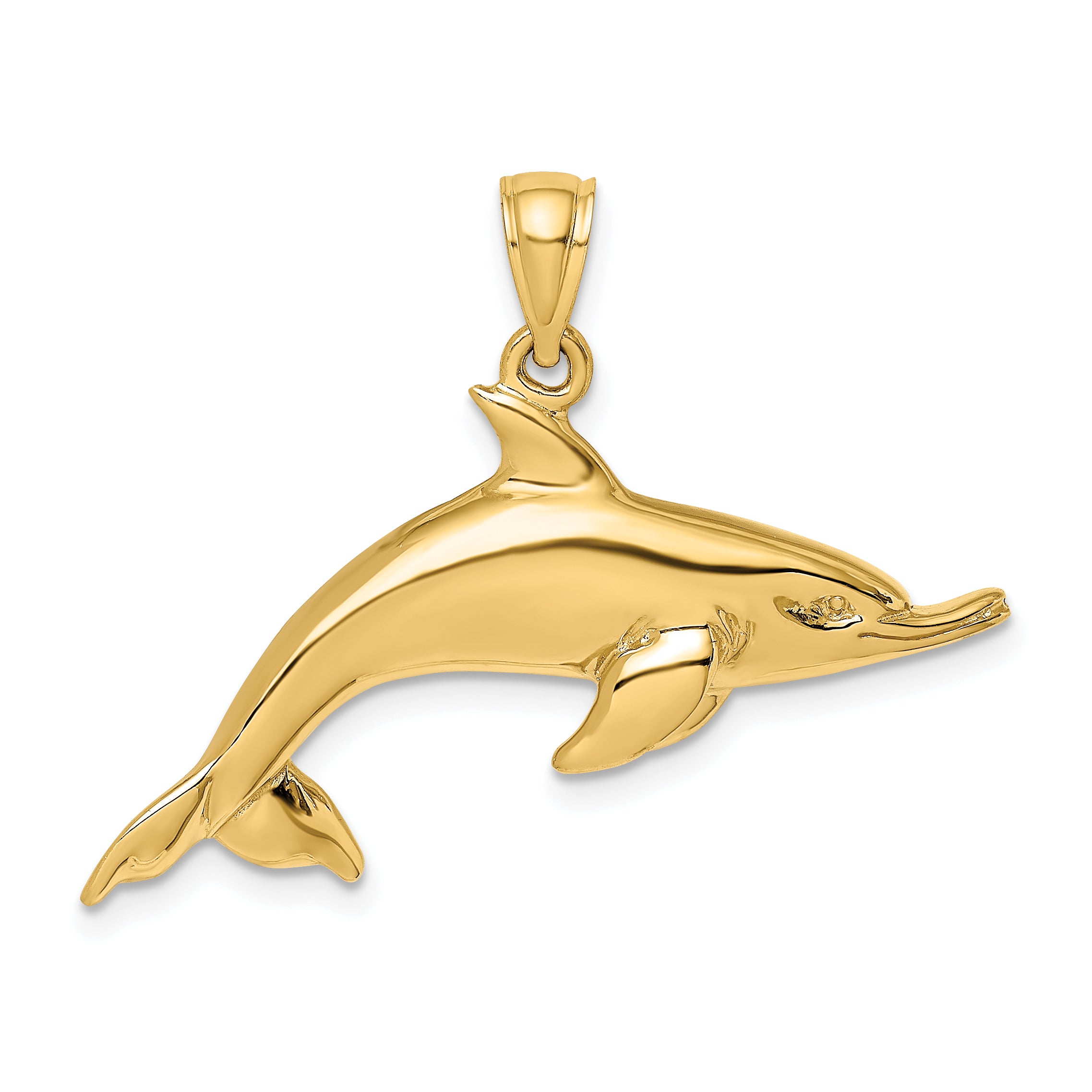 14K Polished Swimming Dolphin Charm Main image