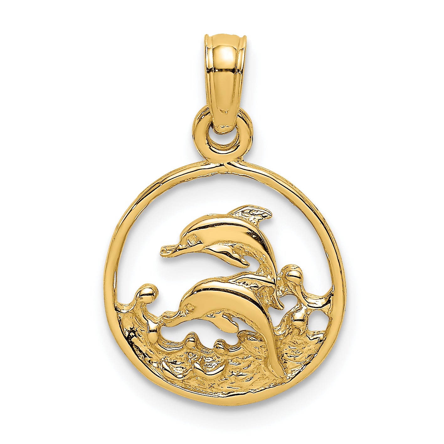 14K Two Dolphins in Circle Charm Main image
