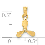 14K 3-D w/ 3 Blades Propeller Charm