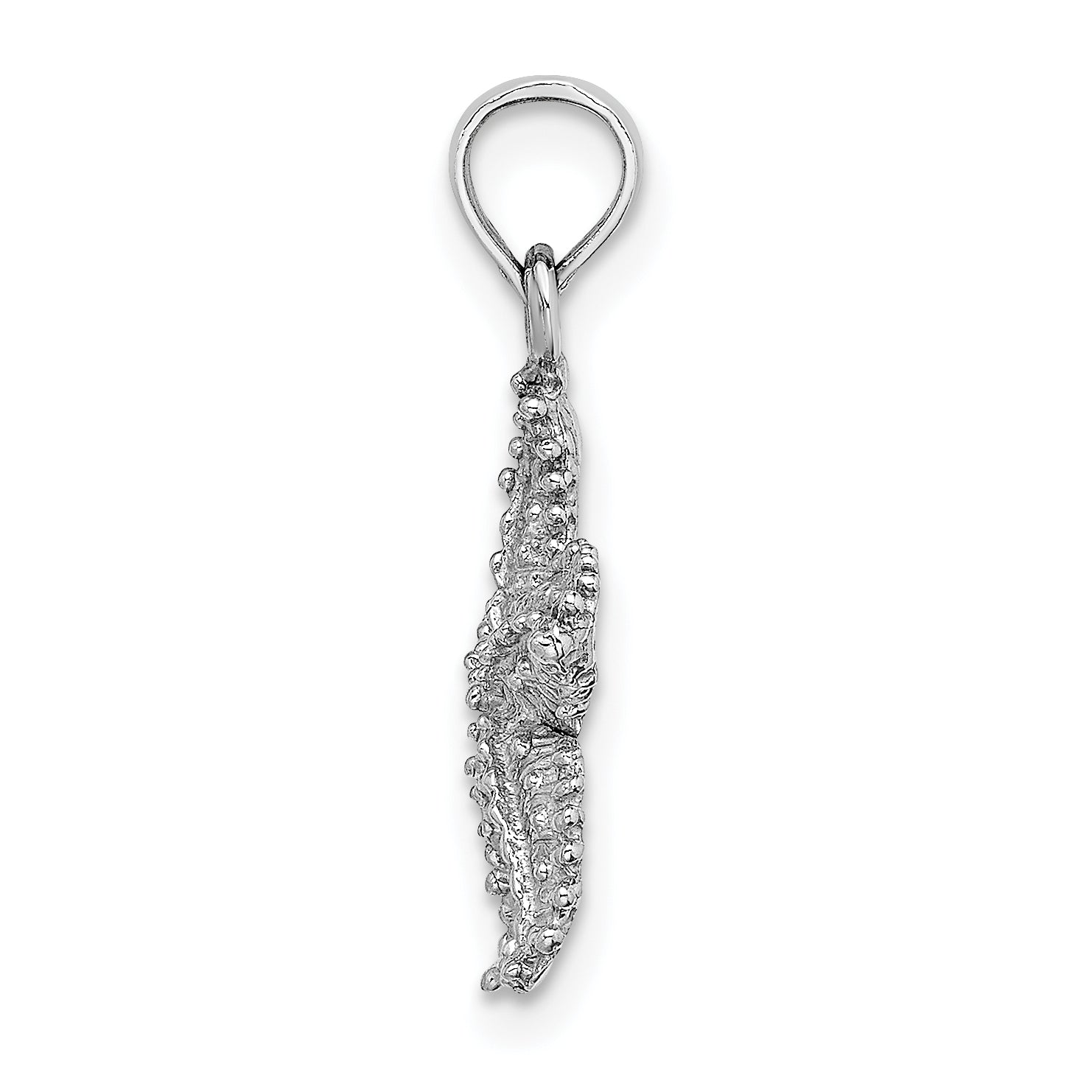 14K White Gold Beaded Textured Starfish Charm Secondary image