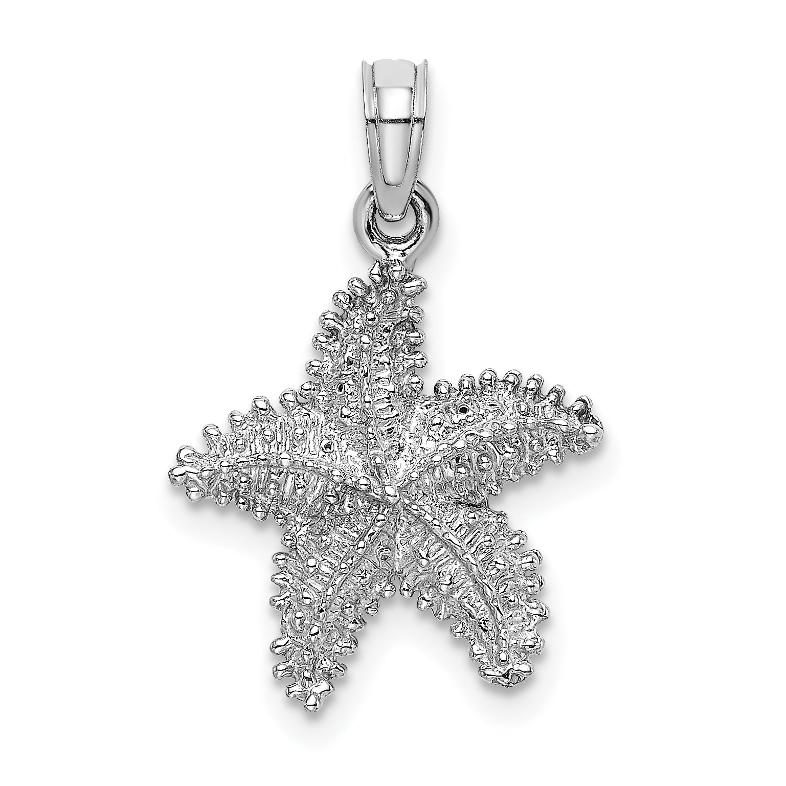 14K White Gold Beaded Textured Starfish Charm Main image