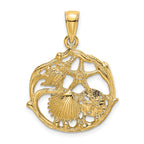 14K Shell Cluster In Circle Charm
