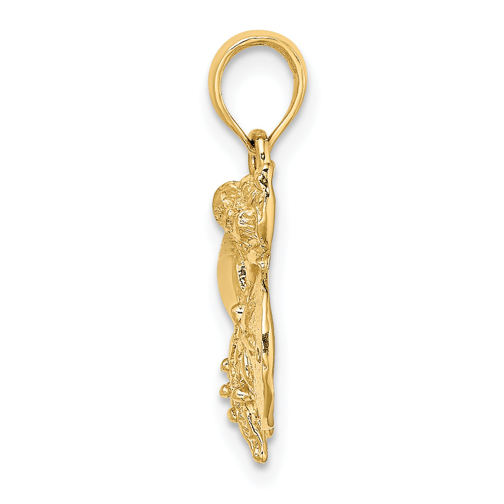 14K Polished Shell, Starfish and Sand Dollar Cluster Charm