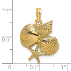 14K Textured Shell Cluster and Starfish Charm