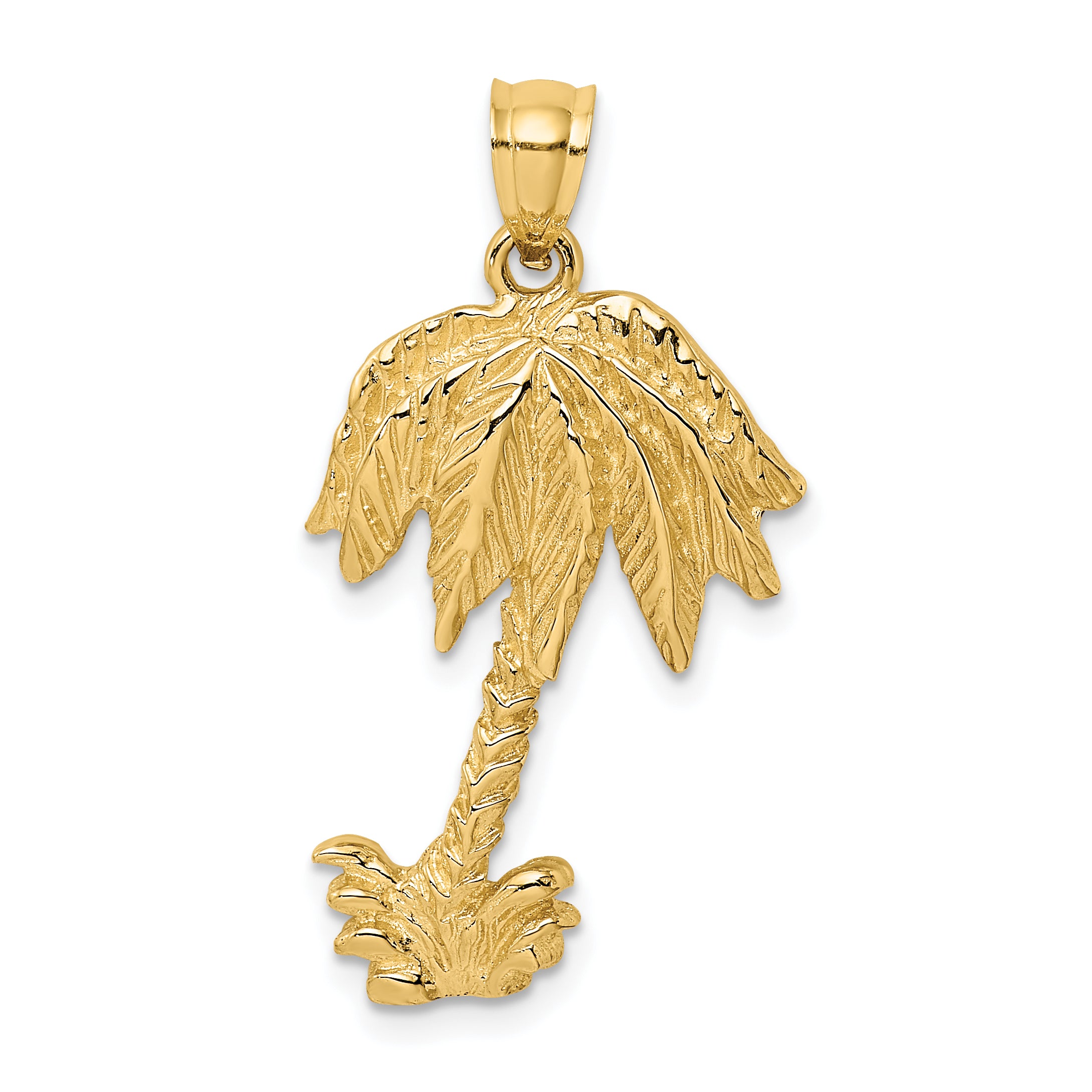 14K 2-D Textured Single Palm Tree Charm Main image