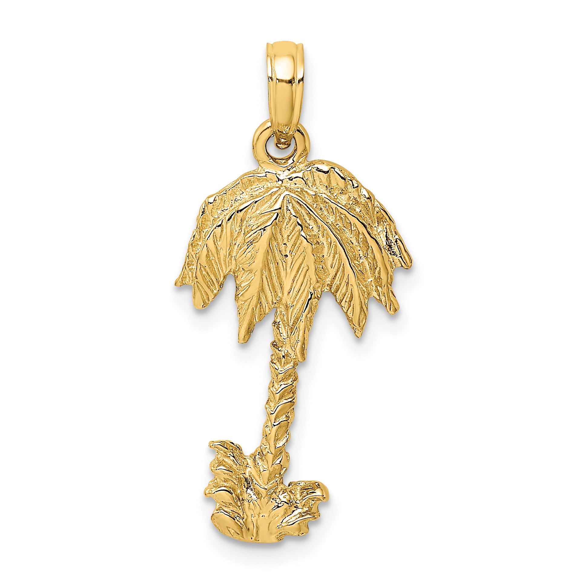 14K 2-D Textured Single Palm Tree Charm Main image