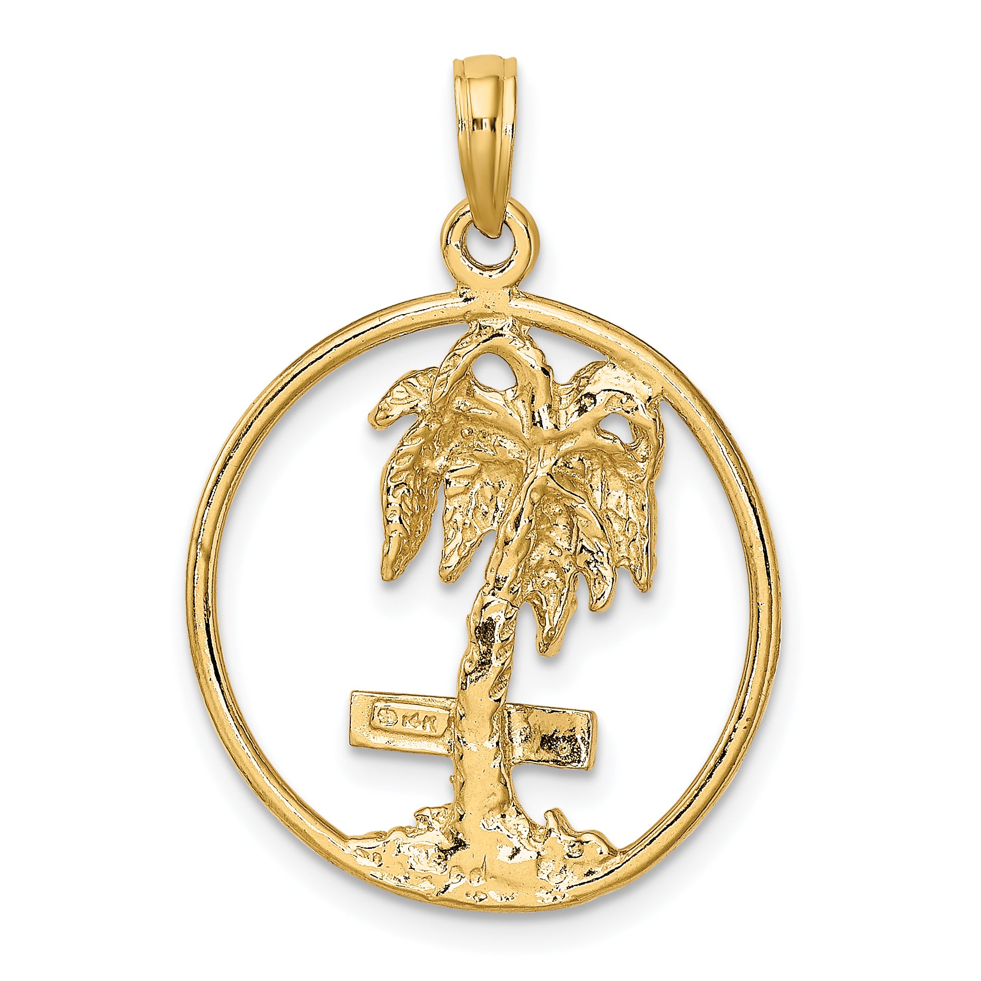 14K MARCO IS. Palm Tree Round Charm