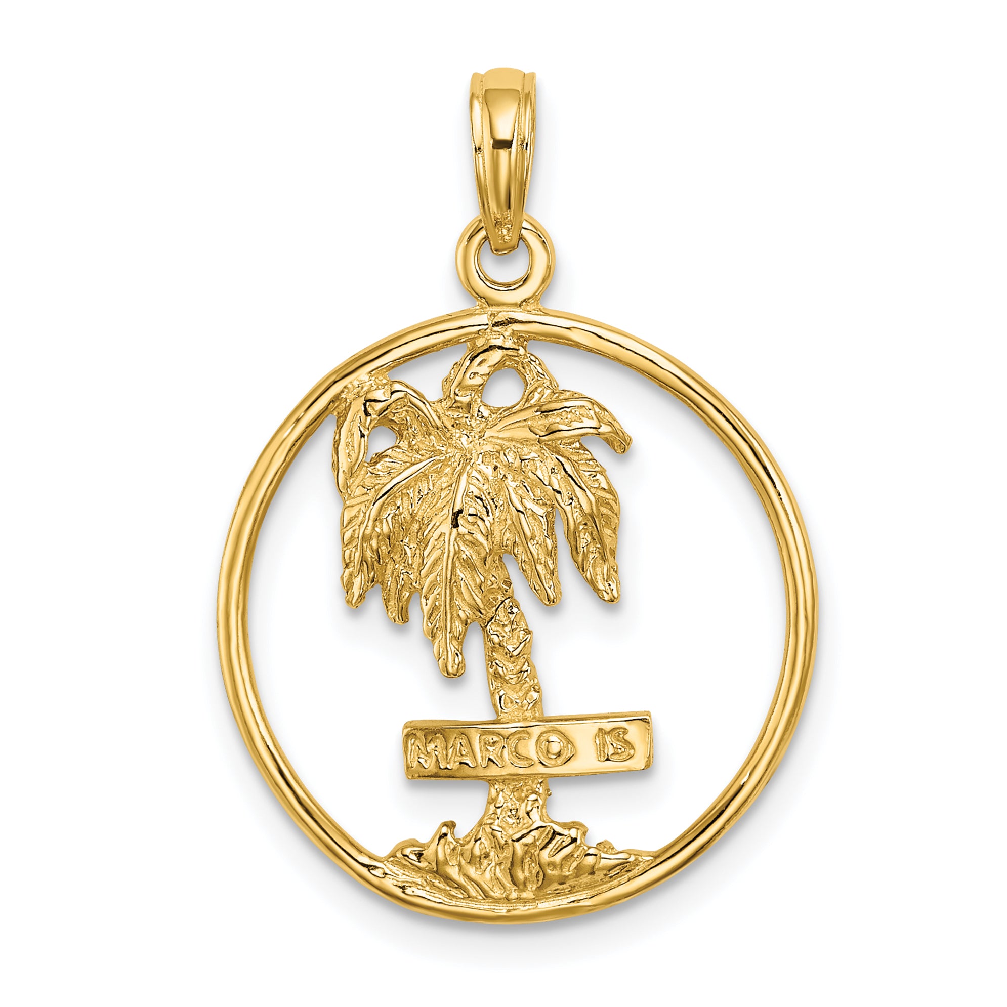 14K MARCO IS. Palm Tree Round Charm Main image