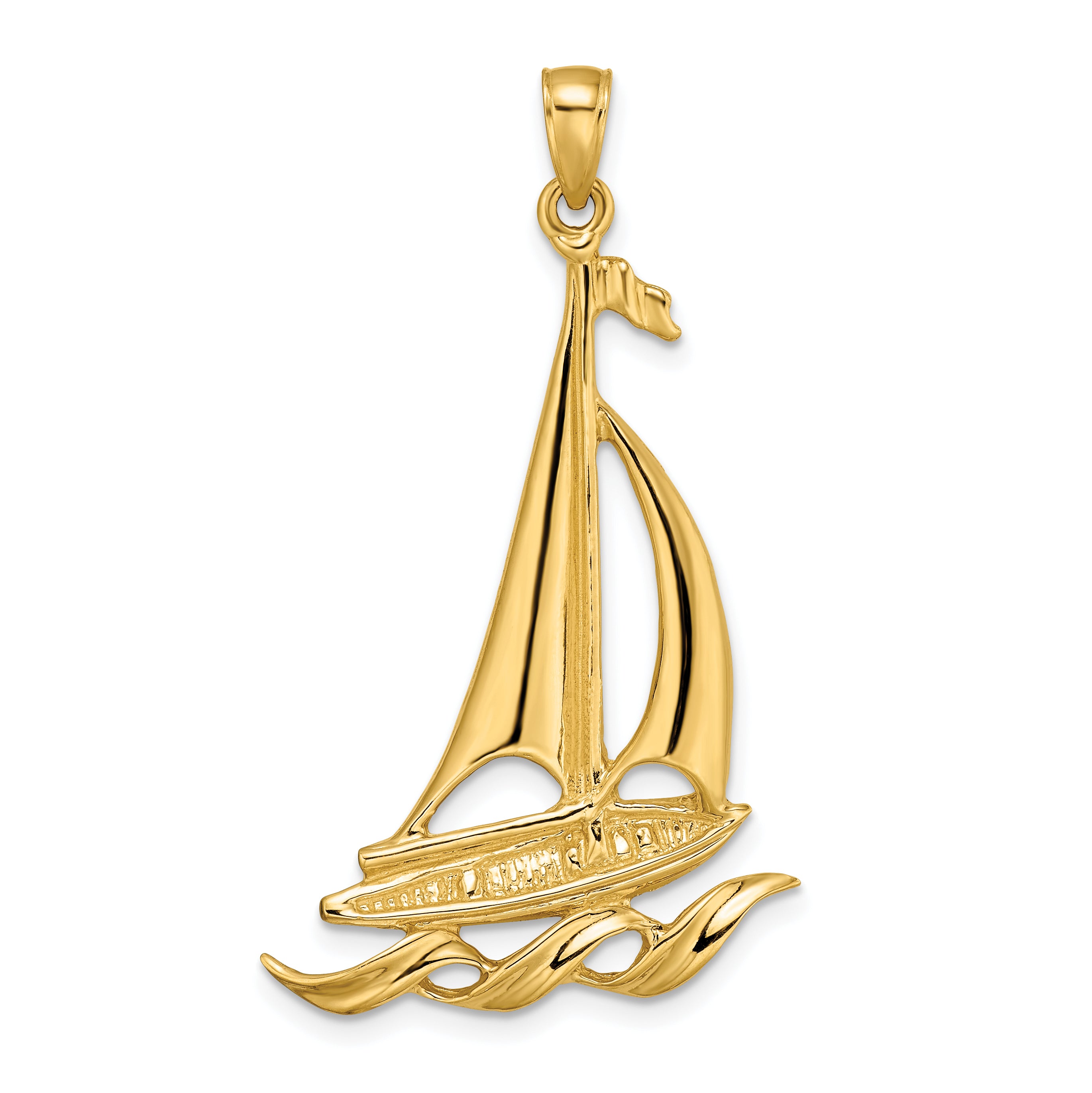 14k Sailboat with Waves Pendant Main image