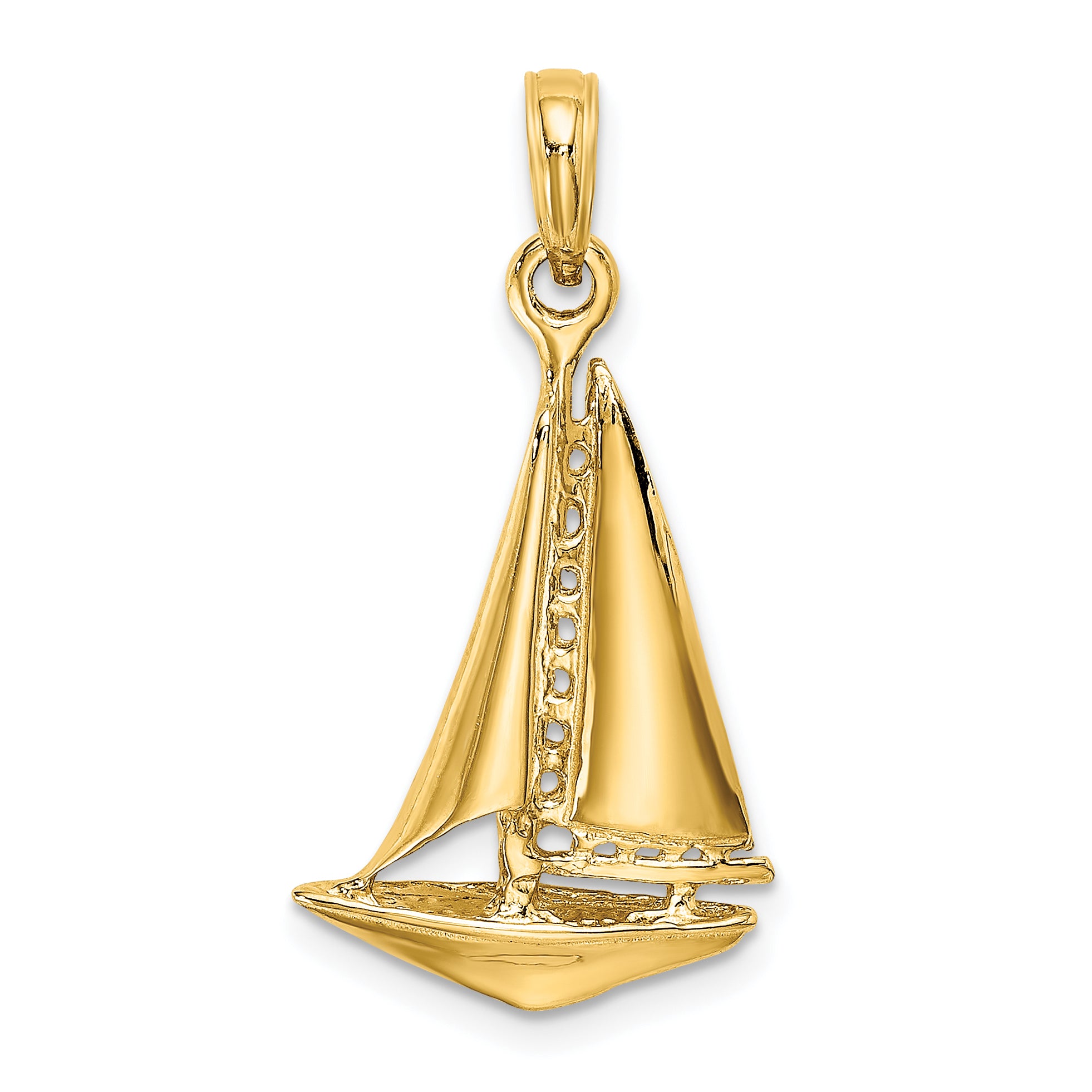 14K 3-D Polished Sailboat Charm Main image