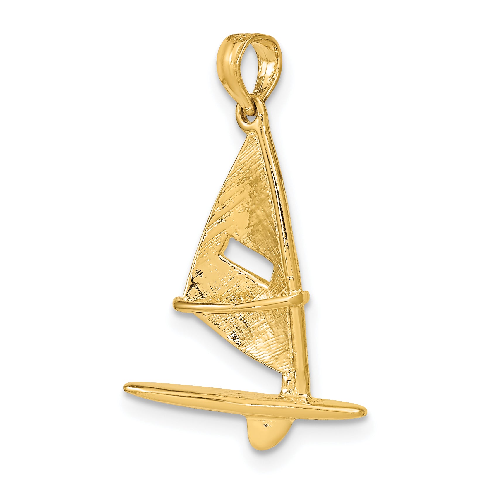 14K 3-D Textured Windsail Surfing Board Charm