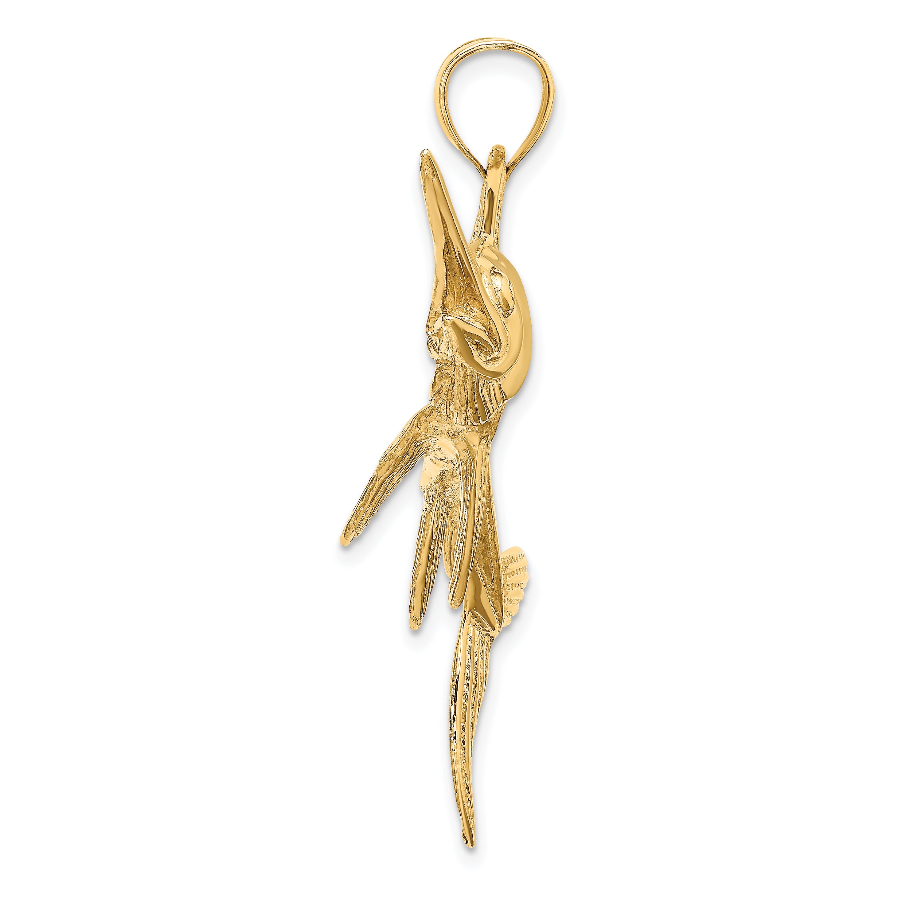 14K 2-D Polished/Satin Swordfish Charm