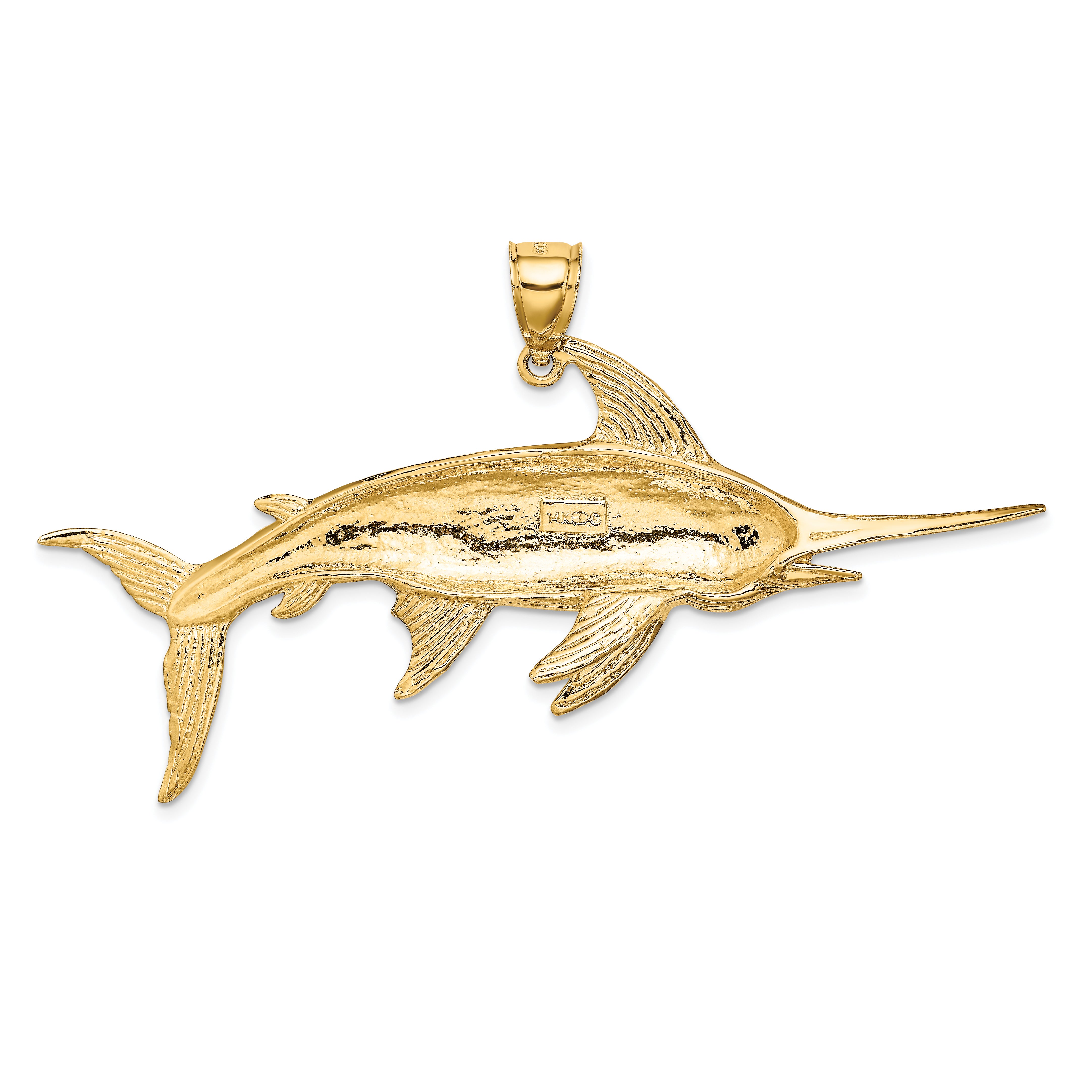 14K 2-D Polished/Satin Swordfish Charm