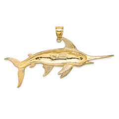 14K 2-D Polished/Satin Swordfish Charm