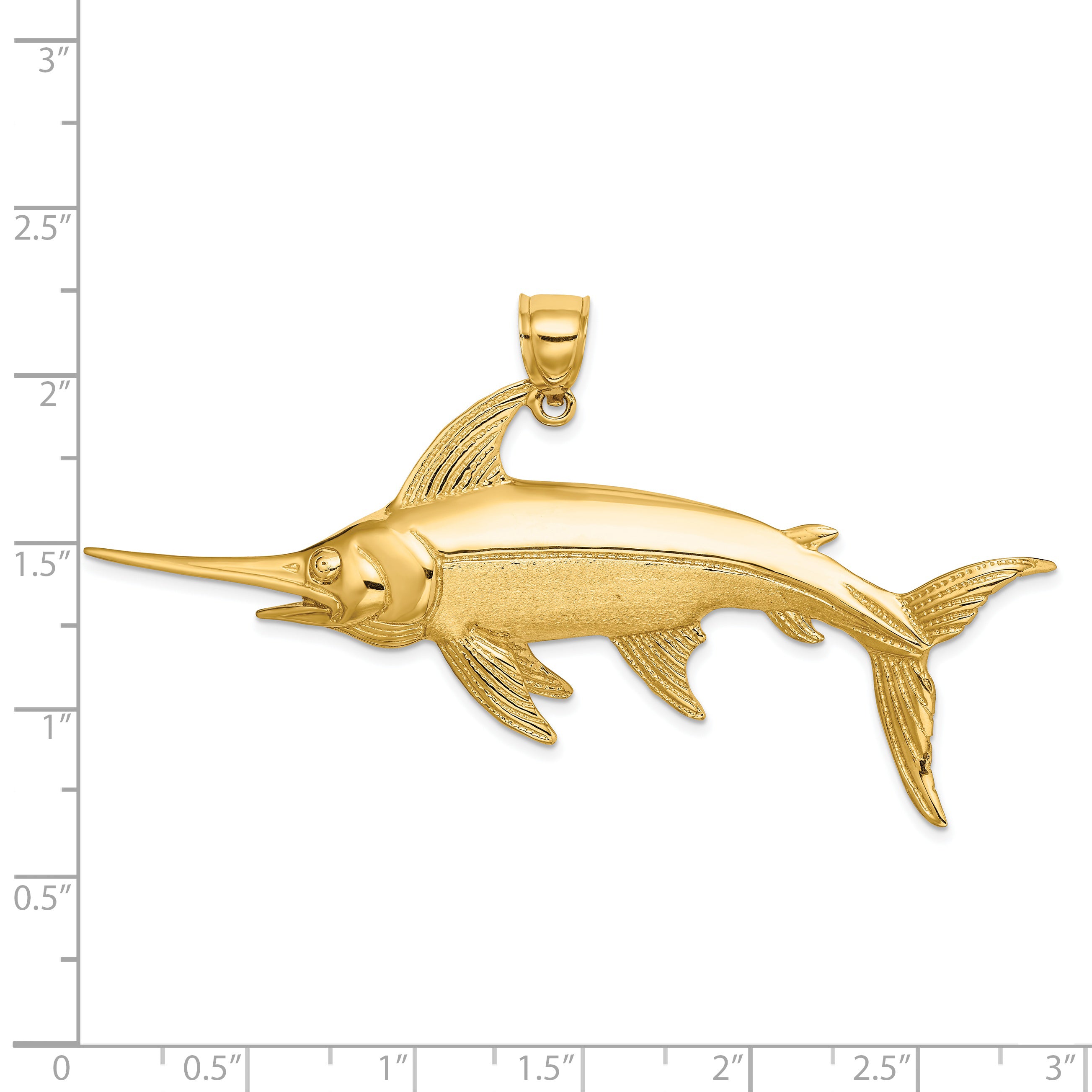 14K 2-D Polished/Satin Swordfish Charm