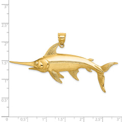 14K 2-D Polished/Satin Swordfish Charm