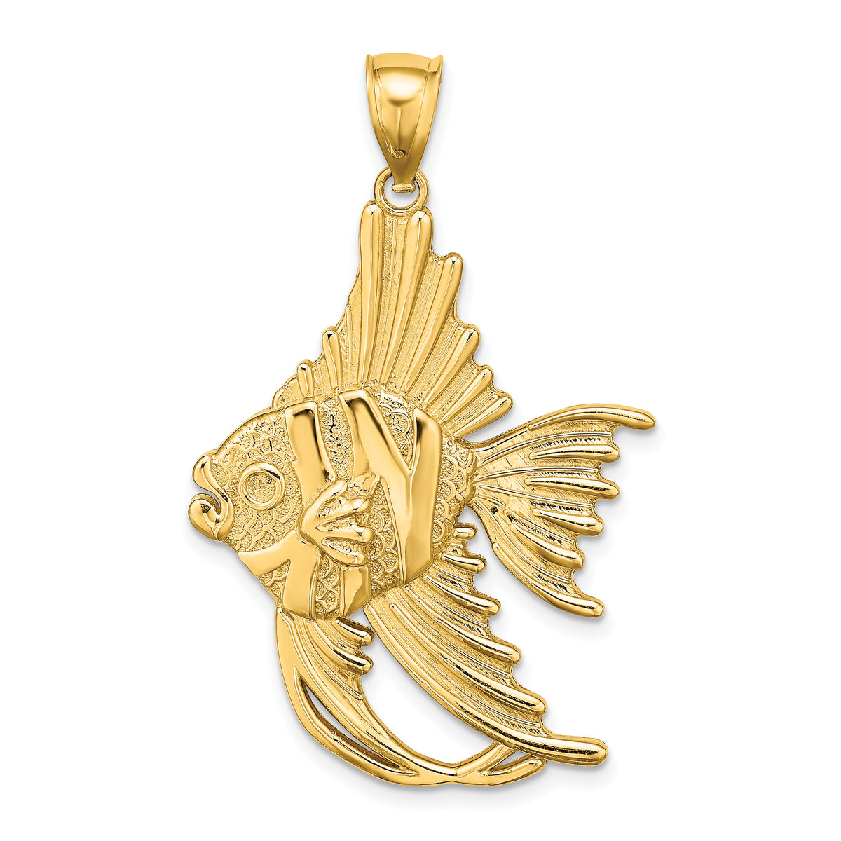 14K Textured LARGE ANGELFISH Charm