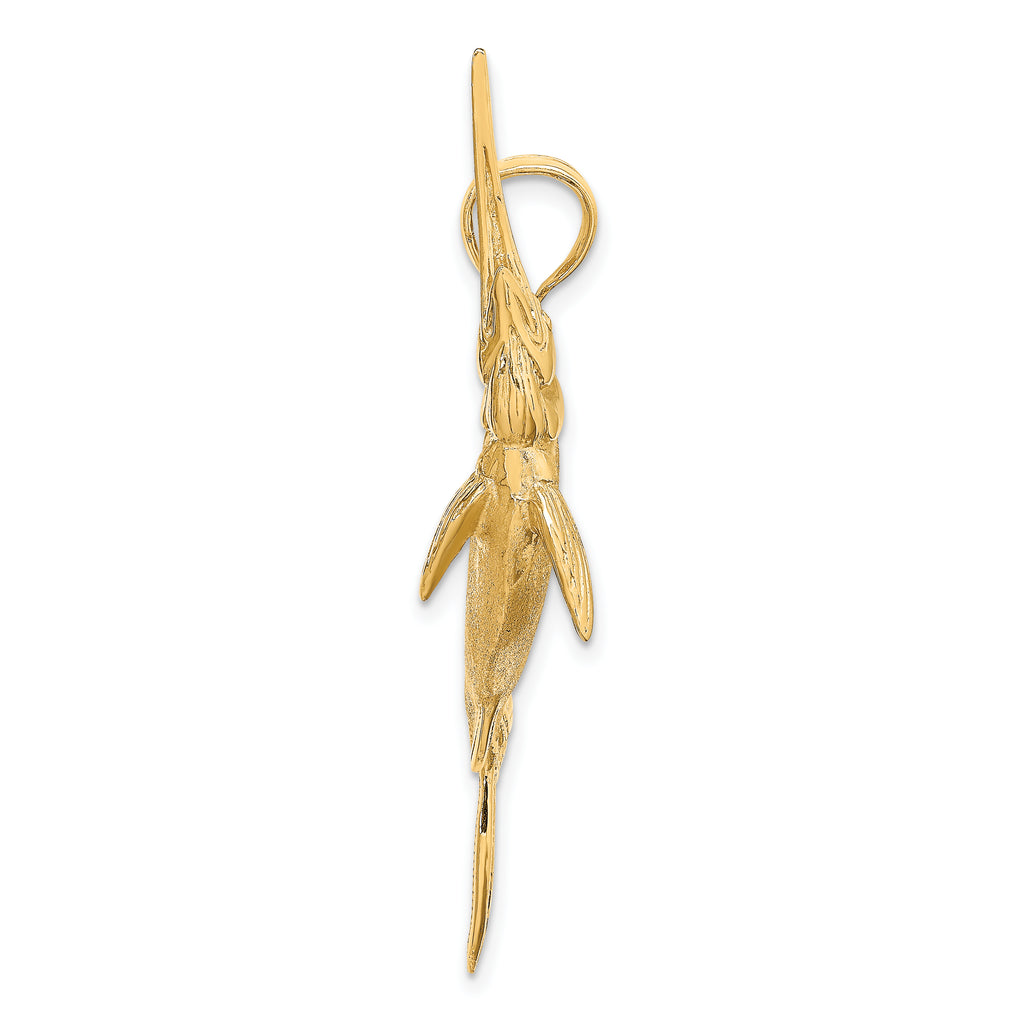14K 3-D Satin / Polished Marlin Charm