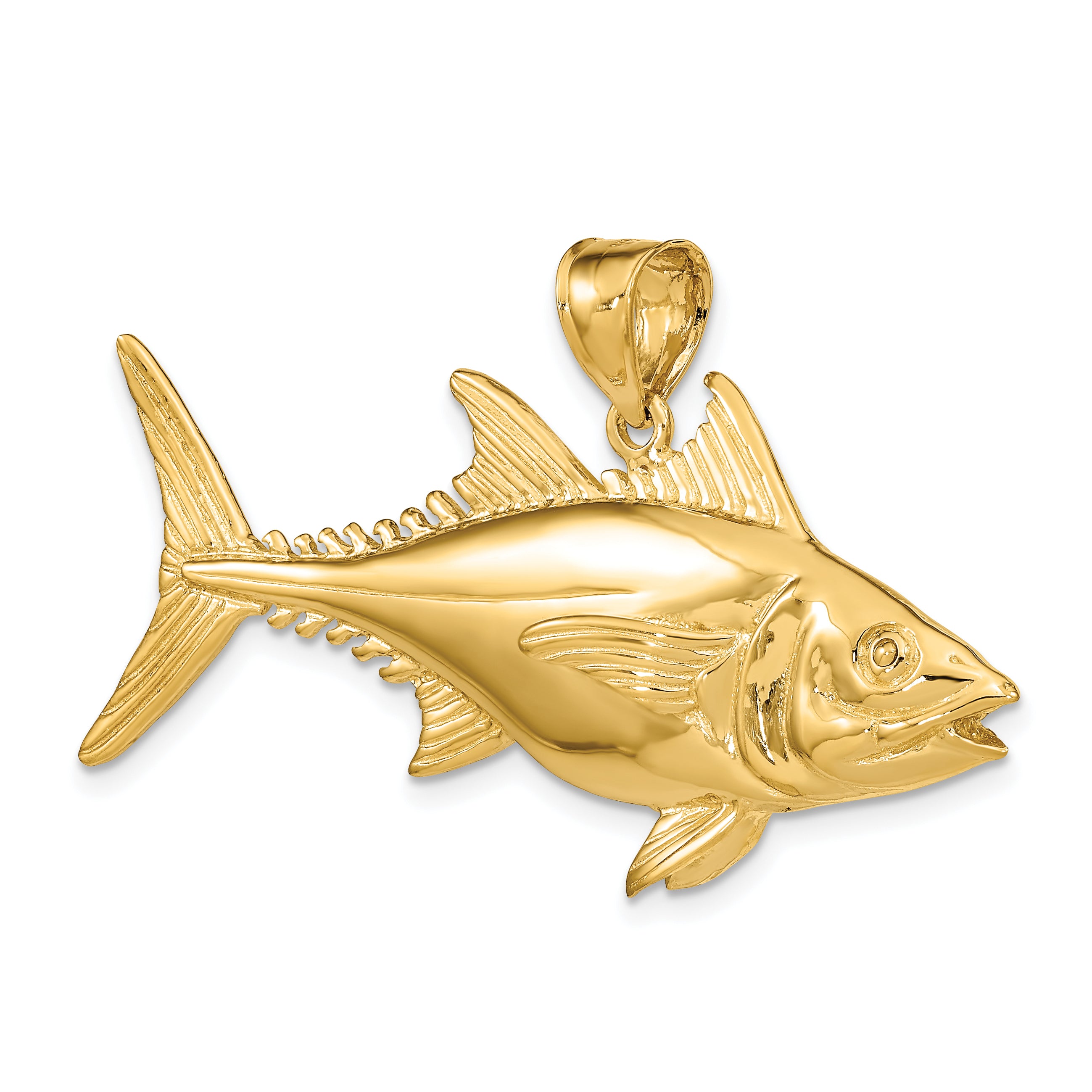 14K 3-D Polished Skipjack Tuna Fish Charm