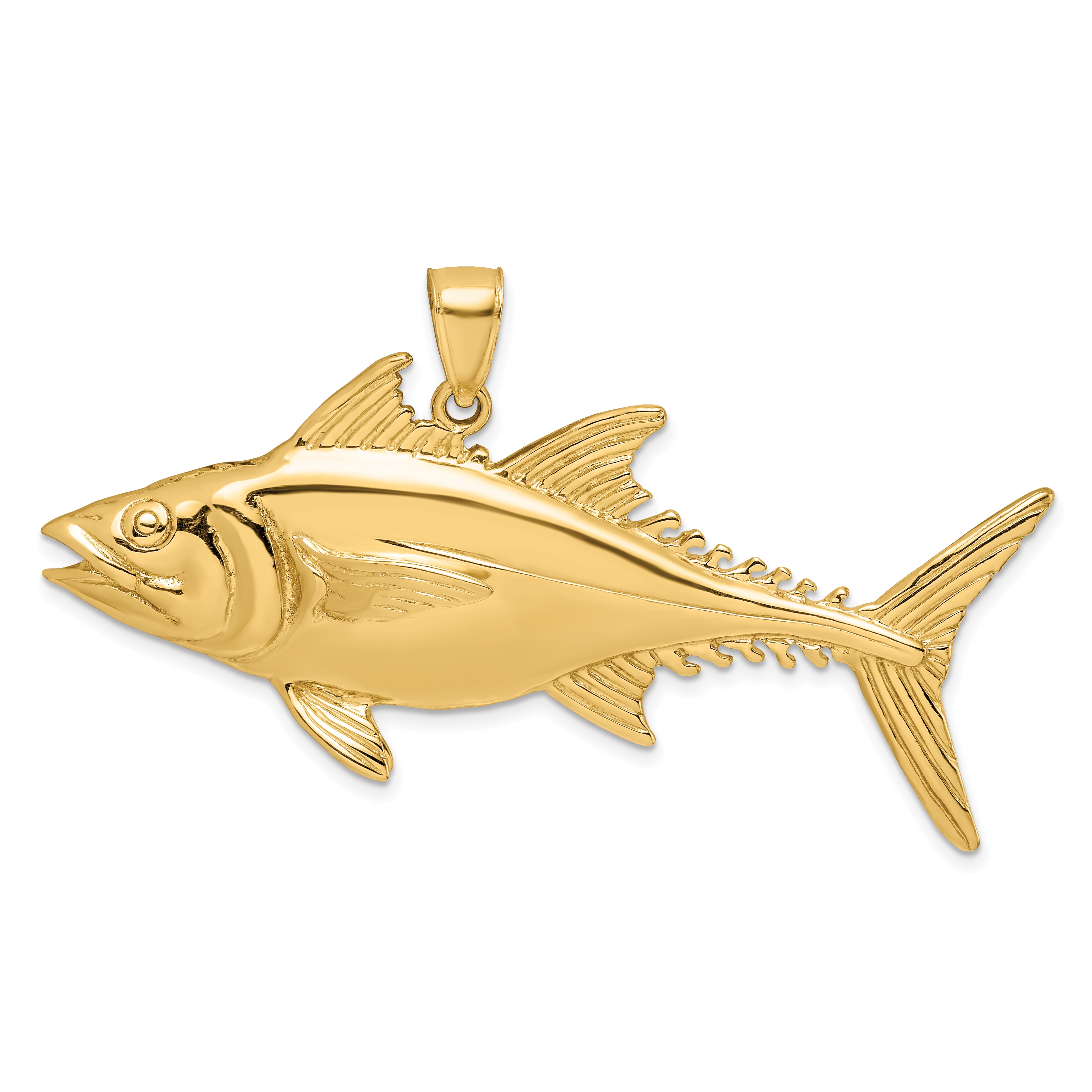 14K 3-D Polished Skipjack Tuna Fish Charm