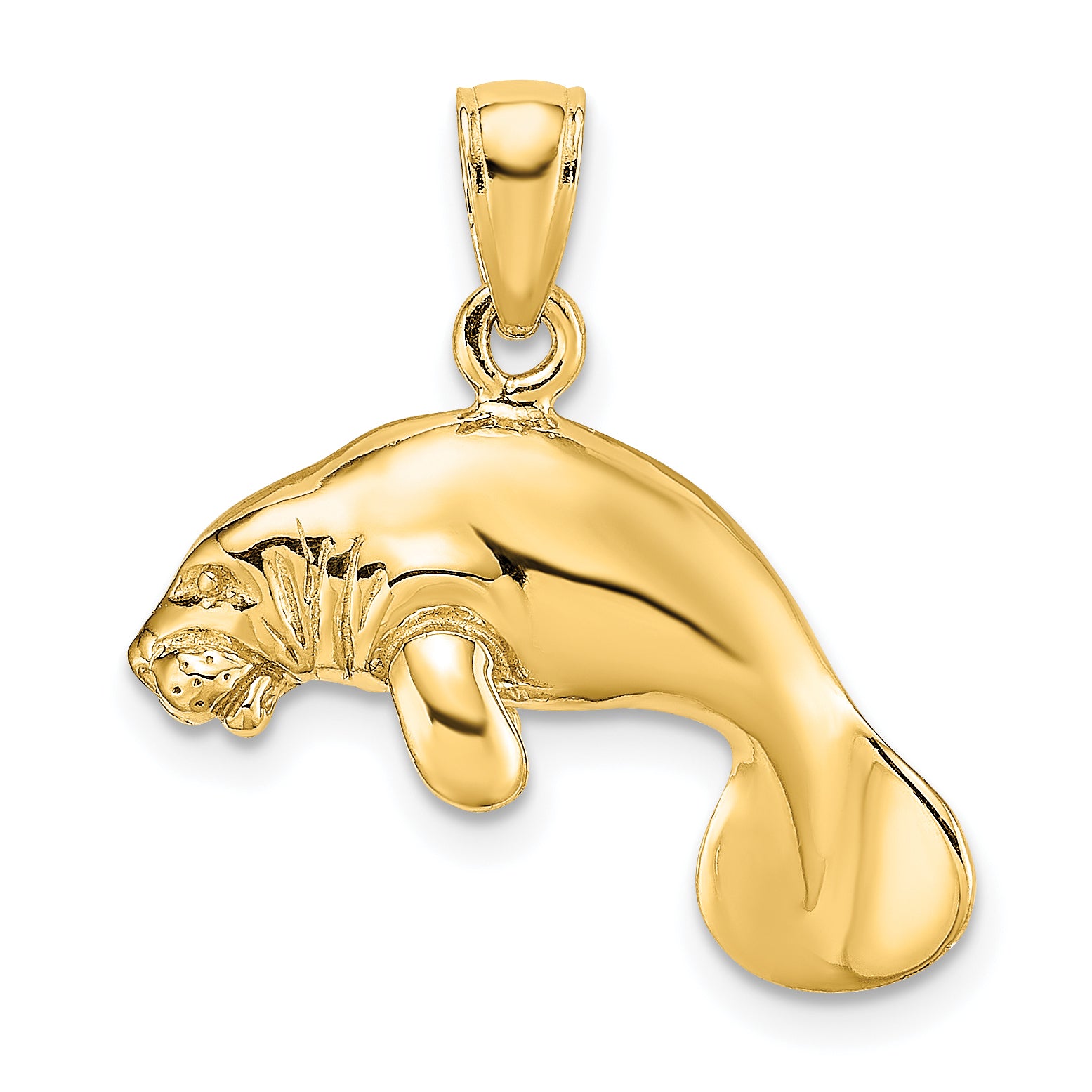 14K 3-D Polished Swimming Manatee Charm Main image