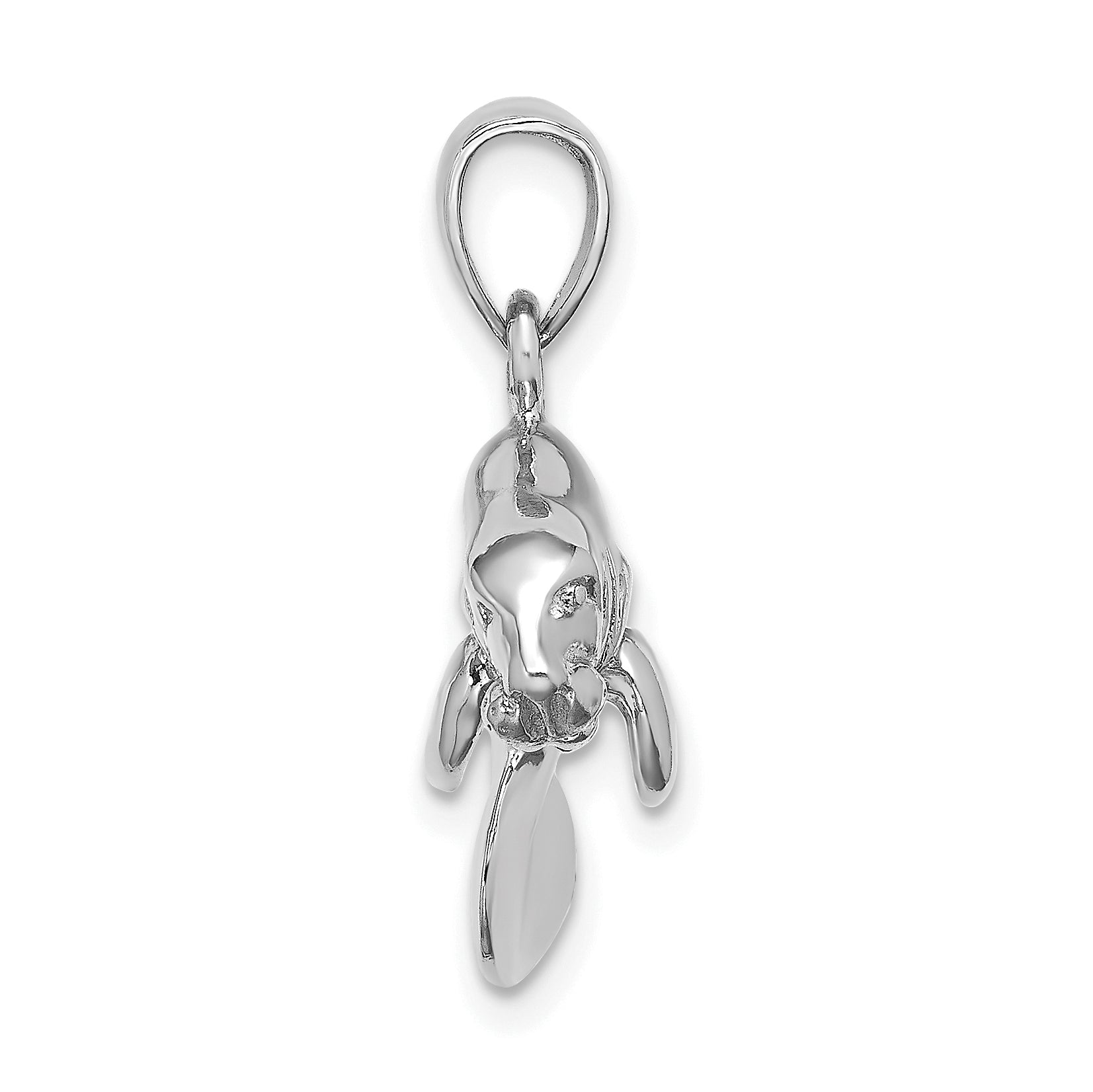 14K White Gold 3-D Polished Swimming Manatee Charm Secondary image