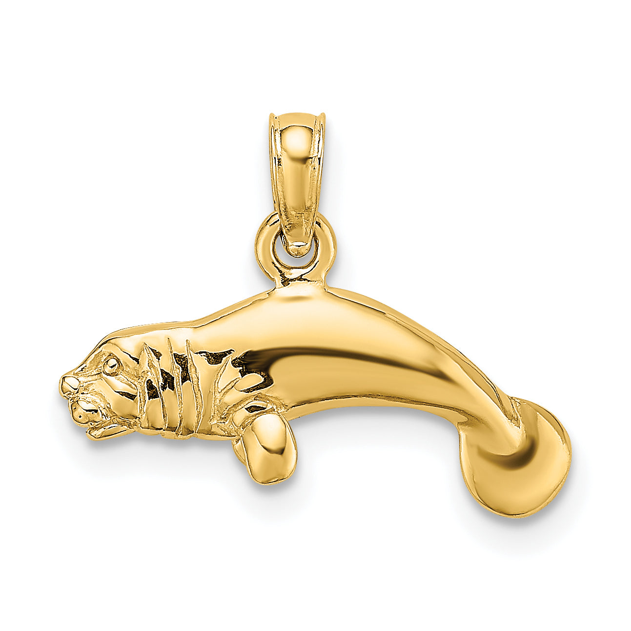 14K 3-D Polished Swimming Manatee Charm Main image